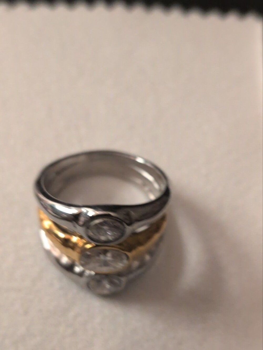 Classic Stackable CZ Bezel Rings - Silver & Gold - Picture 3 of 6